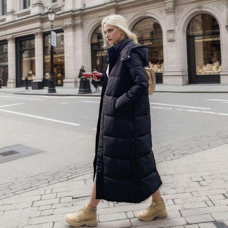 Product Introduction of Over The Knee Long Parkas Coat Female 2024 Winter Fashion Slim-fit Down Cotton Hooded Thick Warm Parkas Coat Winter Jacket Women 22