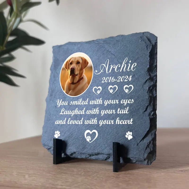 Personalised Pet Memorial Plaque with Photo and Text Slate 7