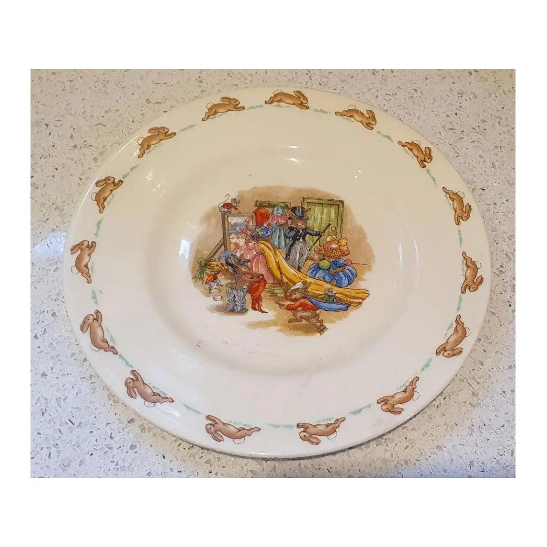 Royal Doulton, Bunnykins Plate, Bunntkins Dressing Up, 8 Inches, Made in England, Christening Gift, New Baby, Heirloom gift, Fine Bone china