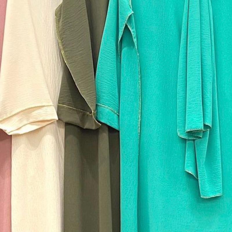 Women's Fashion Abaya Dress Modern Plain Cotton One-Size 3