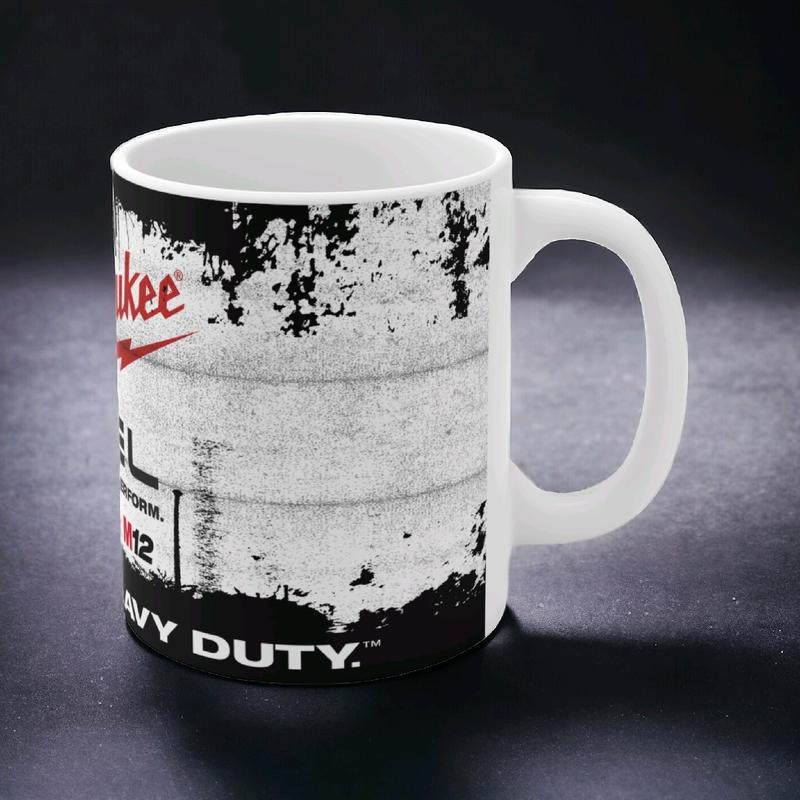 Retro Vintage White Milwaukee Power Tools Oil Can Mug Car Mechanic Tea Coffee Mug Drinkware Tumbler Washable Ceramic Reuse Cup drinking glass Reusable 3