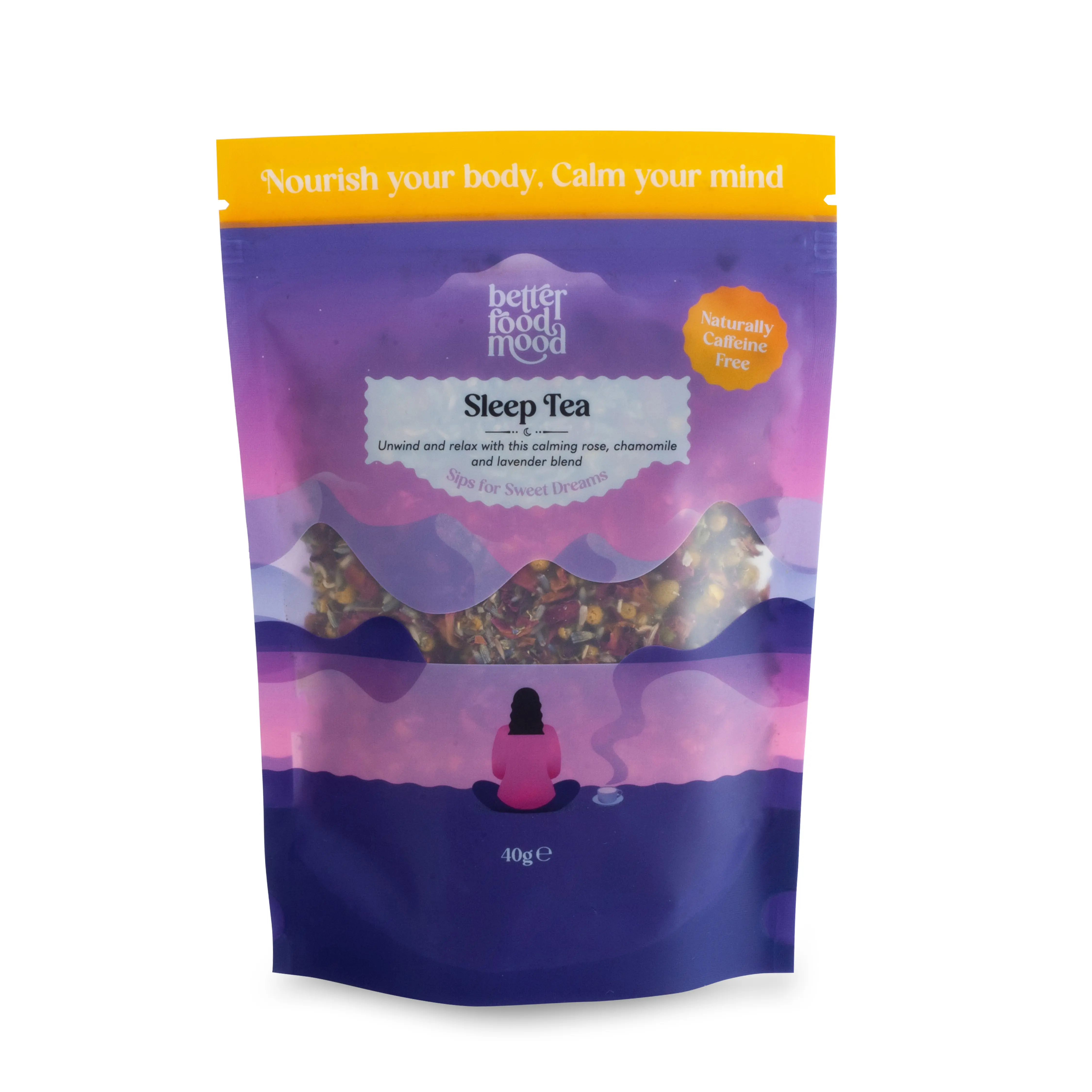 Better Food Mood Rose Chamomile & Lavender Loose Leaf Herbal Tea 40g Beverage Natural anxiety sleep teas