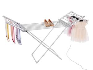 Rainberg Electric heated folding clothes dryer airer with cover, 230w Energy-Efficient 18 rails indoor airer, wet laundry drying rack. Accessories Aluminium Outdoors electric  dryer