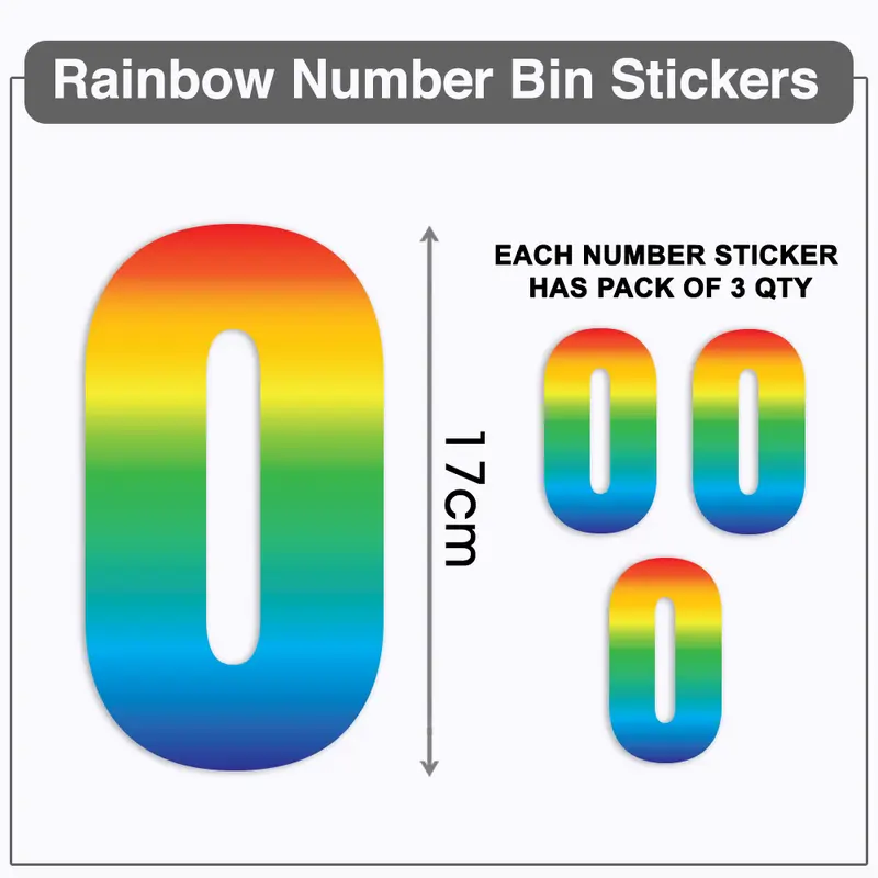 Papa Prints Pack of 3 Large (17cm) Waterproof Self-Adhesive Wheelie Bin Numbers 1