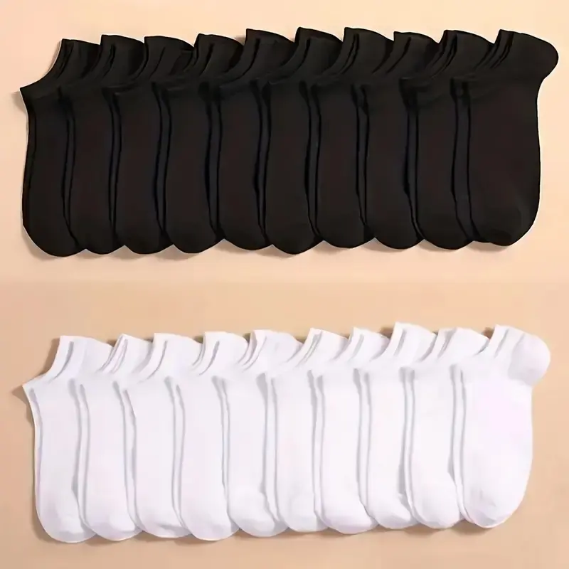Women's 10 Pairs Plain Ankle Socks, Low Cut Breathable Comfortable Socks For Women, Casual Minimalist Plain Ankle socks, Womenswear  Comfy, Everyday, Simple, School 3