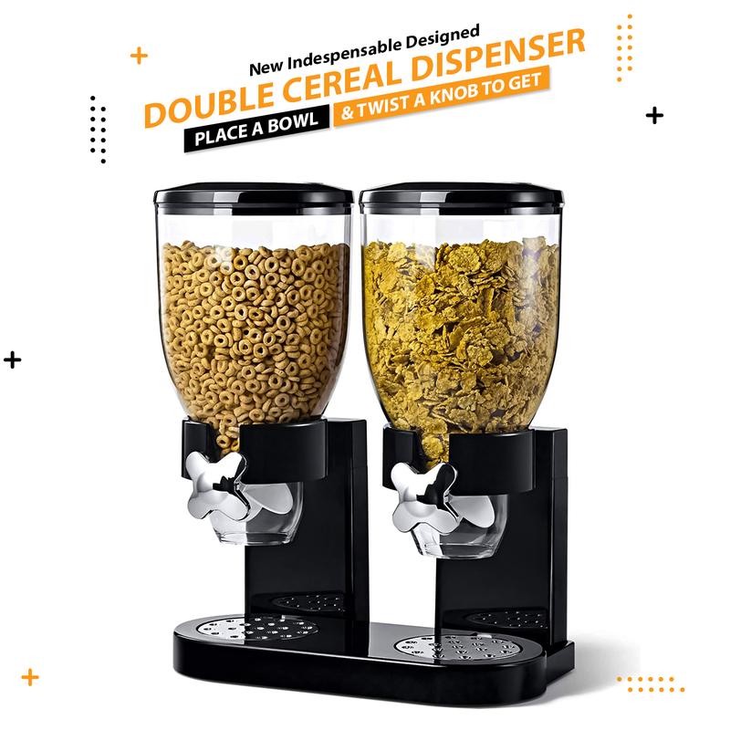 Kids Double Cereal Dispenser Kitchen Dry Food Storage Plastic Container Bowl Machine Utensils Pasta Porridge 3