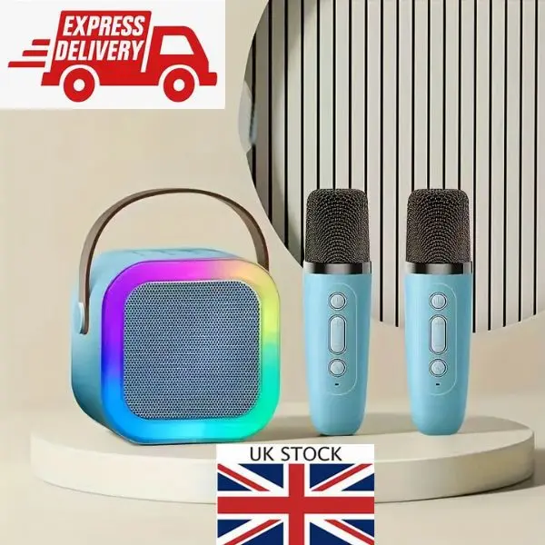 Kids Christmas Gift Mini Karaoke Machine, Portable Karaoke Speaker With 2 Wireless Microphones