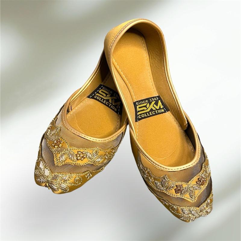 Gold Net Khussa pumps style for woems punjabi Jutti Pakistani Khussa Comfort Stylish Footwear Women Girl 1