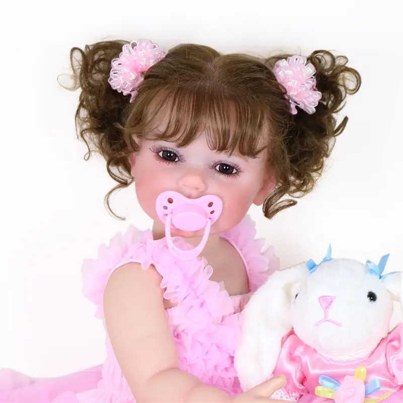 22-Inch Reborn Toddler Girl Doll - 3D Painted Skin, Visible Veins, Soft Full Vinyl Body with Rooted Hair 4