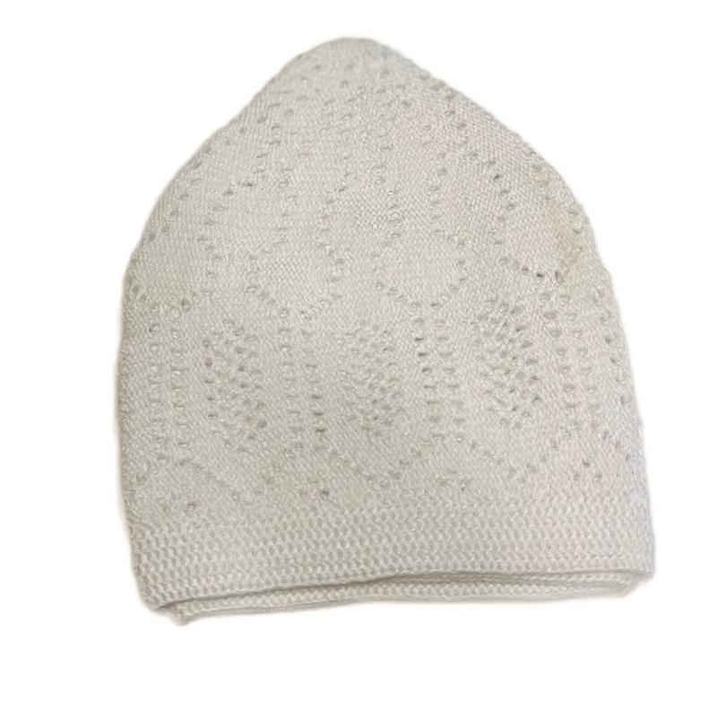 Black & White Prayer Cap for Men - Regular Size Islamic Skull Cap 3