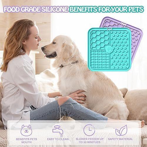 Product Introduction of Licky Mats for Dogs and Cats, Premium Lick Mats with Suction Cups for Dog Anxiety Relief, Dog Lick Mats for Bathing, Grooming and Training, 2 Pack with 1 Spatula 10
