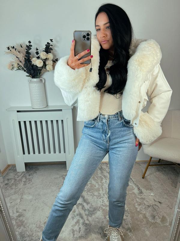 Mia Stylish Faux Fur Women's Jacket With Fur Collar - Chic Elegance Comfort Winter's Pocket Jacket 2