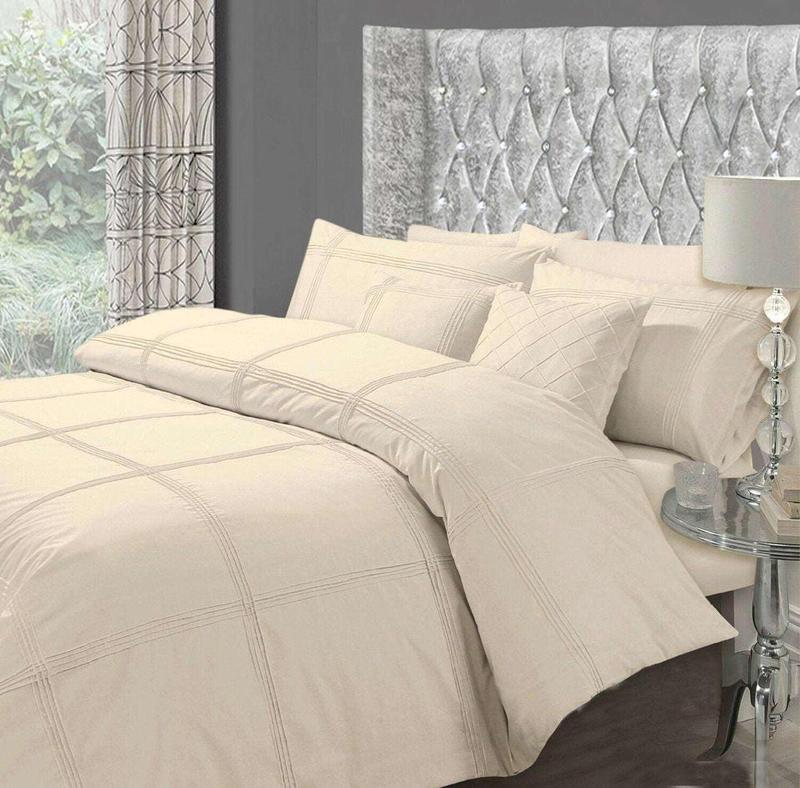 Hamlet Pintuck Pleated Quilt Duvet Cover Bedding Set with Pillowcases All Sizes 1