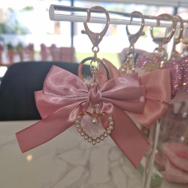 Pink Bow and Pompom Key Chain for Bag Decoration 1