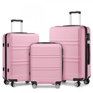 [MissLulu Bags] Sculpted Horizontal Design ABS 20''/24''/28'' Suitcase with TSA Lock - Blush Pink