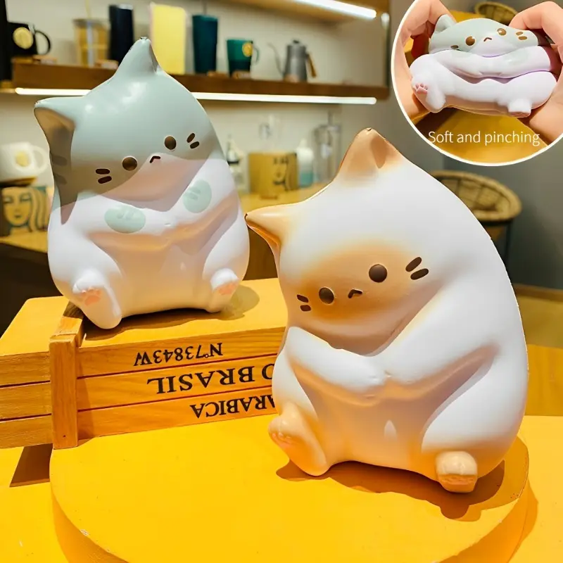 [Slow Rebound Stress Relieving Toys] Pinching, music, slow rebound, cat office ornaments, venting and stress relieving toys 2