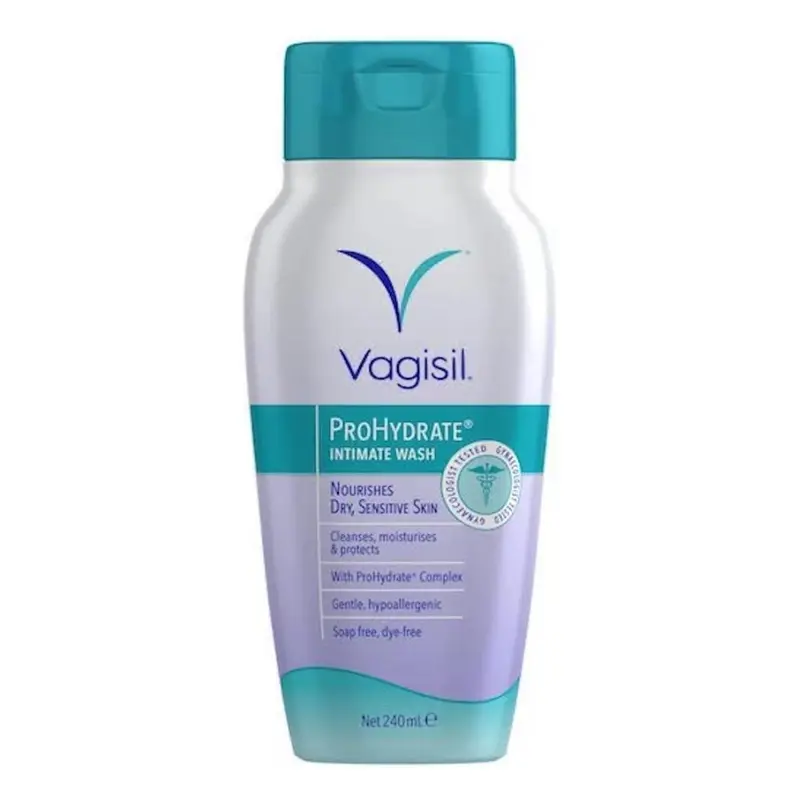 Vagisil ProHydrate Intimate Wash for Daily Feminine Hygiene for Dry & Sensitive Skin with Hyaluronic Acid, Cleanses, Moisturises & Protects, 240 ml Pack Gentle Hydrating Scented Comfort Moisture 0