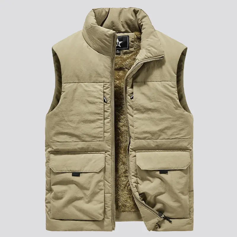 FaShion Large Male Warm Waistcoat Fleece Vest Men Men's Multi-Pocket Clothing Winter Vest Jackets Sleeveless Coat 0