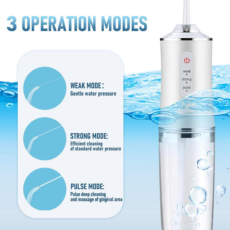 Electric Water Flosser Cordless for Teeth 3 Modes 4 Jet Tips Cleaning and Flossing Water Dental Portable Floss Irrigator Oral Water Flossed Rechargeable Tonsil Stone Travel Adults 2