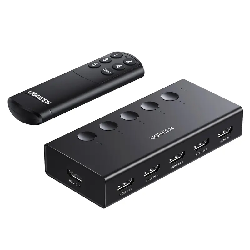 UGREEN HDMI Switch 5 in 1 Out 4K@60Hz, HDMI Splitter with Remote 5 Port HDMI Switcher Selector Support 3D CEC HDR HDCP2.2 PS5/4 6