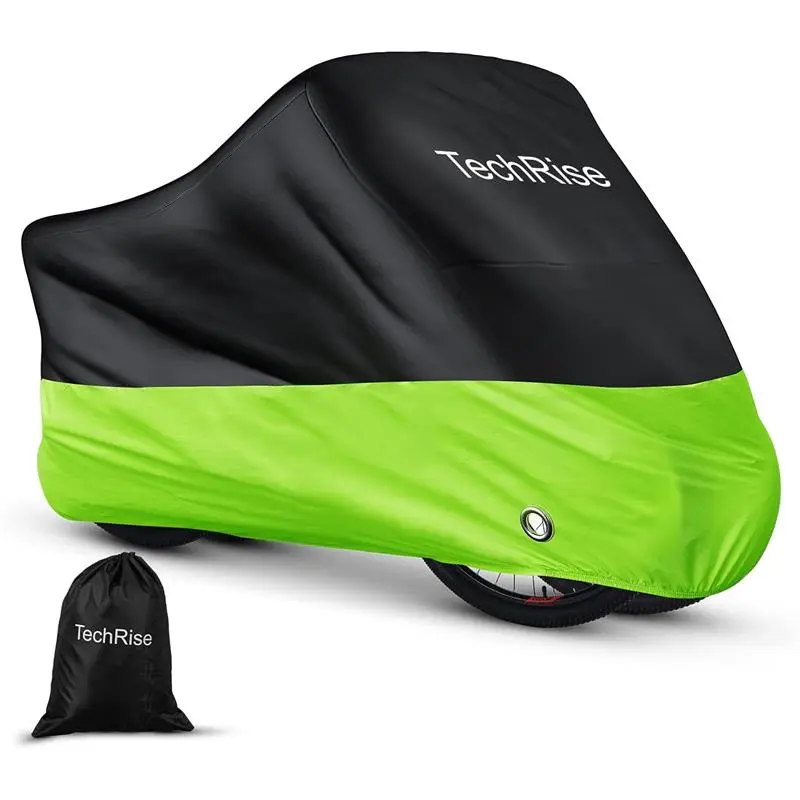 Bike Cover for 2-3 Bikes, Outdoor Motorbike Covers 220CM Long, 210D Oxford Waterproof Bicycle Cover Anti Wind Dust Rain UV with Lock-holes & Storage Bag for Mountain bikes/Road Bikes (Green) Security Wheel