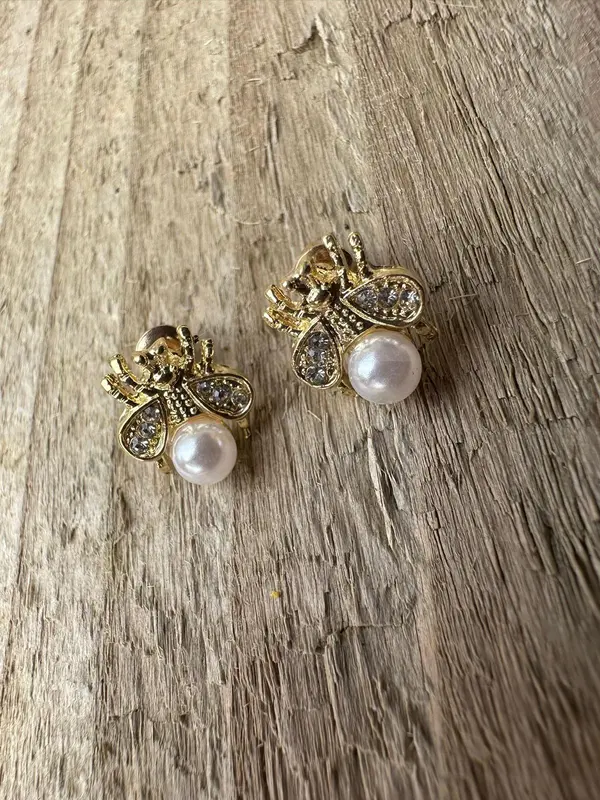 Gold Pearl Stud Earrings Tiny & Cute, Sturdy Studded Beautiful Crafted Jewellery, Accessorize with everyday or office wear outfits Cute jewellery Anniversary Auspicious Daily Wedding Engagement 6