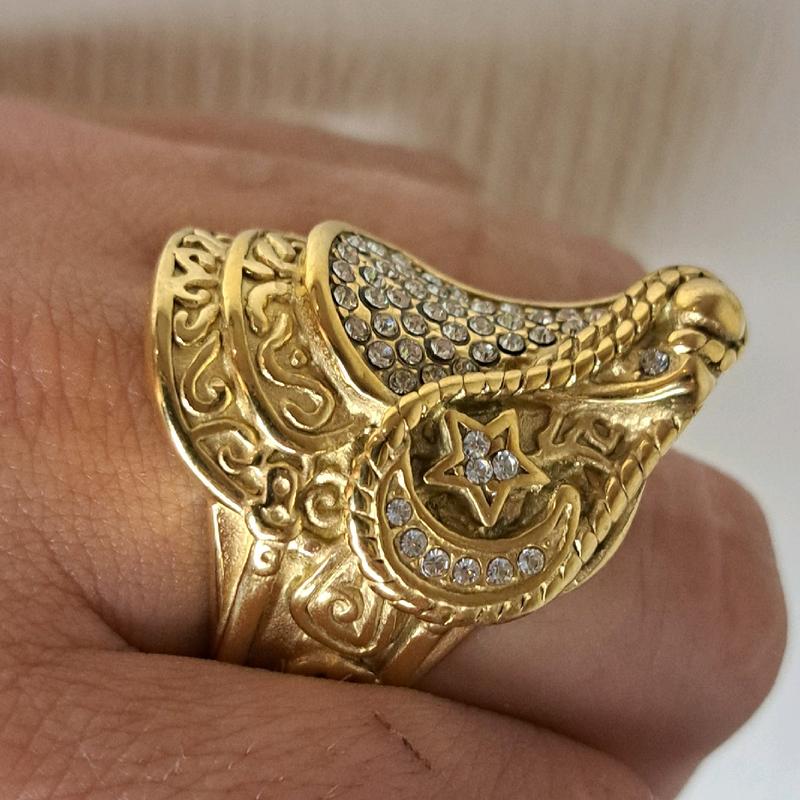 XXL heavy saddle ring. gold plated and stainless Steel. different sizes available. 1