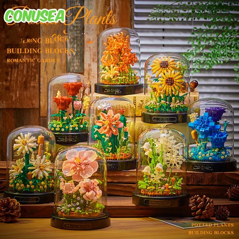 Micro Flower Building Blocks Mini Bricks Particles Eternal Life Flowers Home Decoration Assembling Puzzle Toy Children Gift 3