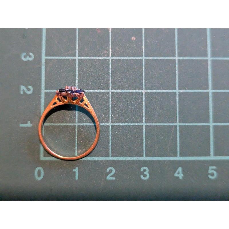 18ct Yellow Gold Ring Blue Sapphire and Diamonds Stones UK Ring Size J 7
