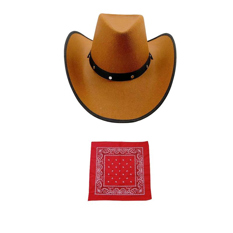 Adult Cowboy Cowgirl Hat & Bandana Wild Western Set 3