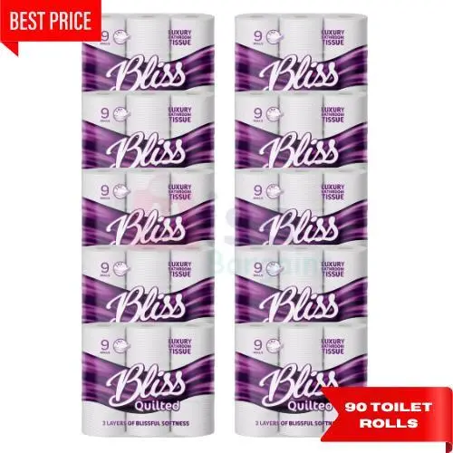 90 Rolls Bliss Triple Quilted 18 Meter P/Rolls Toilet Tissue 3Ply (10*9) NON Scented