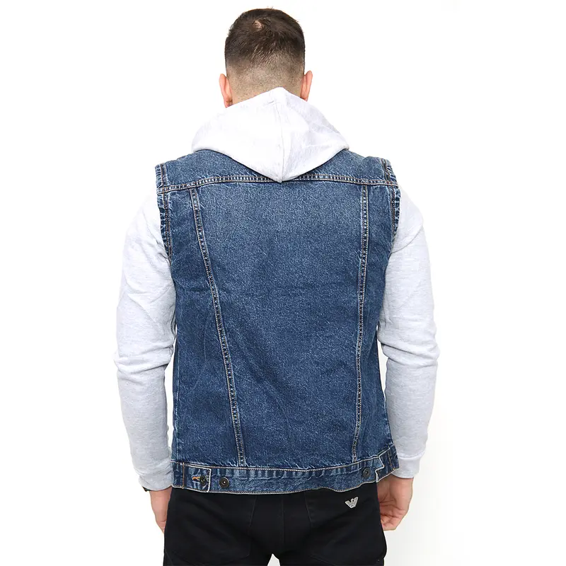 NOROZE Mens Trucker Denim Long Sleeves Jacket Detachable Hood Washed Denim Fleece Hoodie Classic Menswear Casual Western Style Jean Jackets Coat UK Sizes S-XXL 3