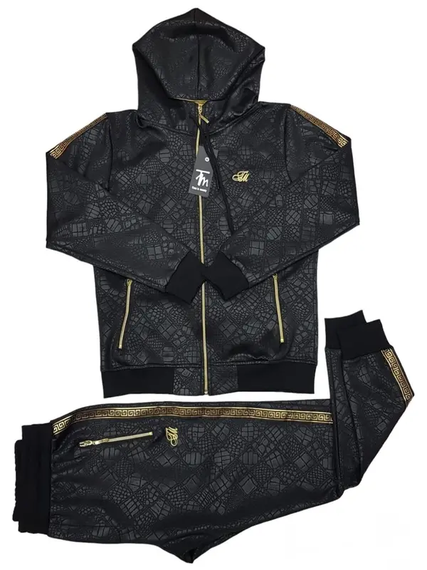 Men's TiM Designer Slim Fit Urban Tracksuit – Zip-Up Top & Matching Jogger Set | Trendy 2-Piece Outfit 1