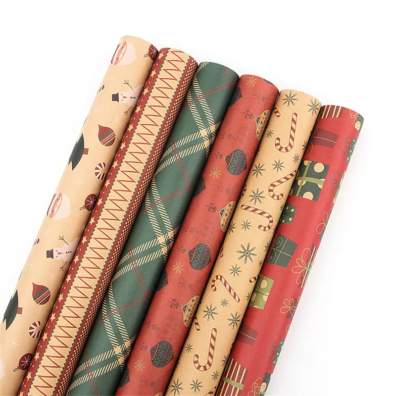 1 Sheet High Quality Christmas Wrapping Paper, Classic and Contemporary Designs Xmas Wrapping Paper Festive Designs Kraft Wrapping Paper. 0