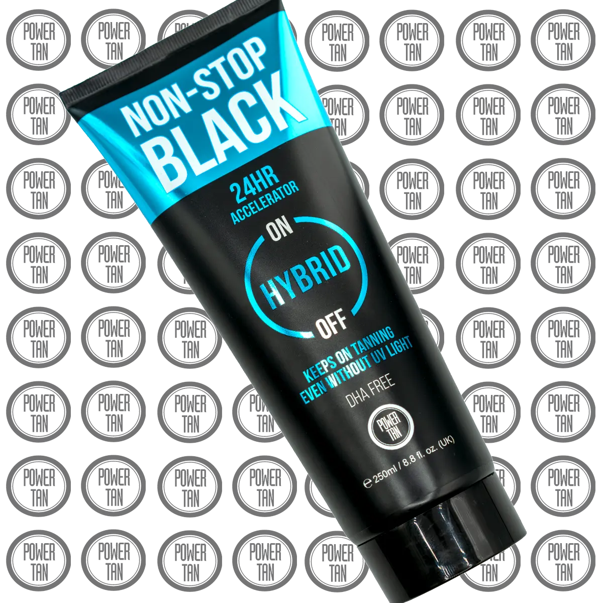 Power Tan Non-Stop Black (DHA FREE) 24hr Hybrid Sunbed Tanning Accelerator Lotion Cream Self Tan Tanning Applicator Skincare