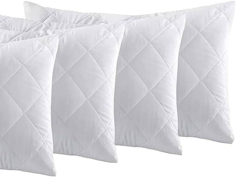 Trend & Bend Luxury Quilted Pillow Protectors - Pack of 2 & 4 - Soft, Breathable, Washable Cotton Pillowcases with Zippered Closure for Seasonal Events Standard Pillowcase Pair 2