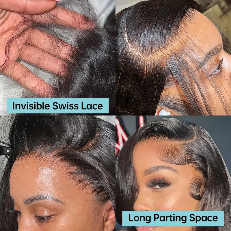 Body Wave Lace Front Wigs Human Hair Pre Plucked 13x6 HD Transparent Lace Front Wigs Human Hair Pre Plucked Brazilian Virgin Human Hair Wigs for Women 13x4 Glueless Lace Frontal Wig Natural Black 2