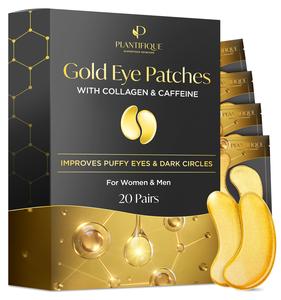 PLANTIFIQUE Under Eye Golden Patches - Under Eye Masks - Puffiness - Eye Bags Remover - Puffy Eye Treatment - Gold Under Eye Moisturizing Patch