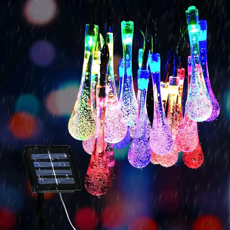 50 LED Teardrop Solar Lights Outdoor Garden Waterproof, Multicolor Solar String Lights, 22.6Ft/6.9M Length 3