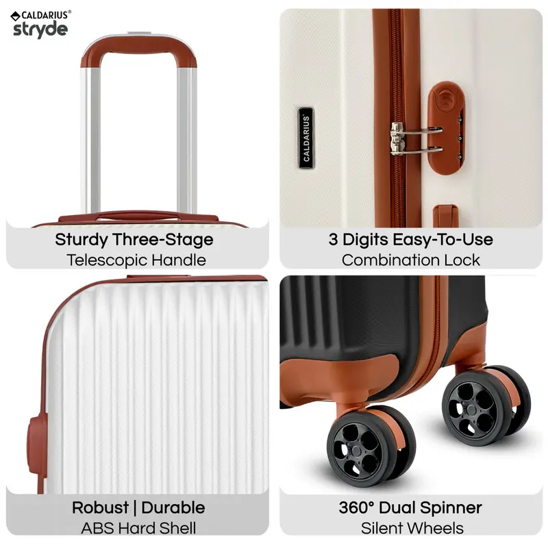 CALDARIUS Suitcase Large | Large Suitcase | Hard Shell | Large Suitcase |3 Digit Combination Lock|Lightweight l 4 Spinner Wheels|Large 28" Hold Check in Luggage| lTelescopic Handle Trolley (White) 2