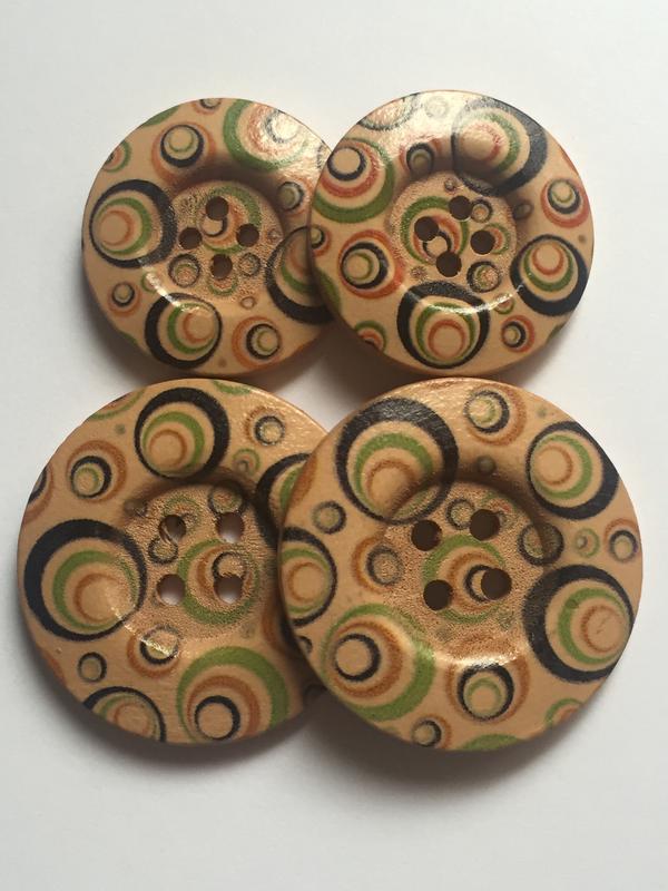 3pcs SMALL LARGE Wooden Buttons Sewing Craft 31mm 38mm wide 4 holes 4