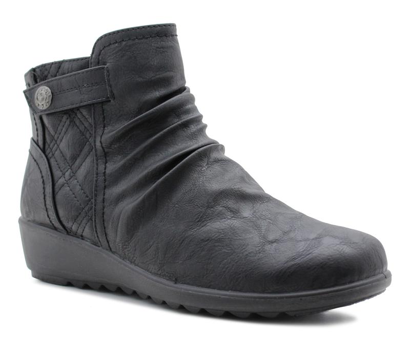 Cushion Walk Womens Boots Zip Up Ankle Boots Ladies Casual Smart Office Low Wedge Comfort Shoe 0