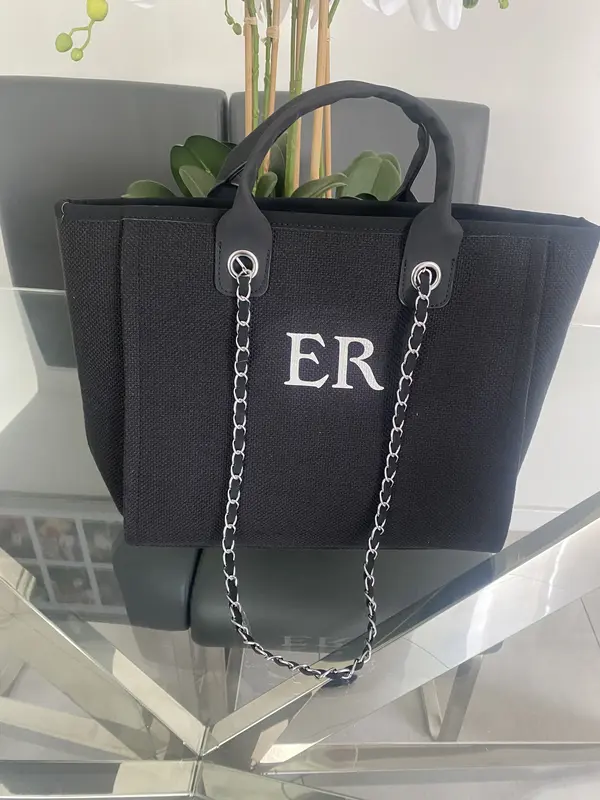 black Medium Shoulder Tote Bag- Ange 1