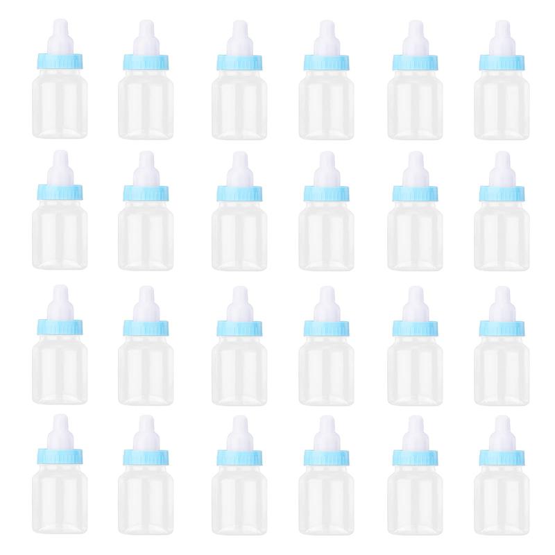JF HOME BLISS 24X Fillable Bottles Candy Box Baby Shower Baptism Party Favour Christening Grade Candy Bottles Decorations Feeding Bottle Gift (Blue) 0