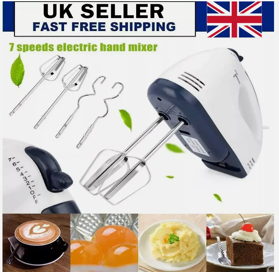 Russell Hobbs Food Collection Electric Hand Mixer with 6 Speeds, Easy release button, Fingertip speed control, Chrome beaters, Wrap around cord storage, 125W, 14451