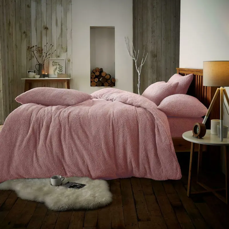 Teddy Bear Fleece Fitted Sheet OR Duvet Cover Set Sherpa Thermal Warm Bedding 0