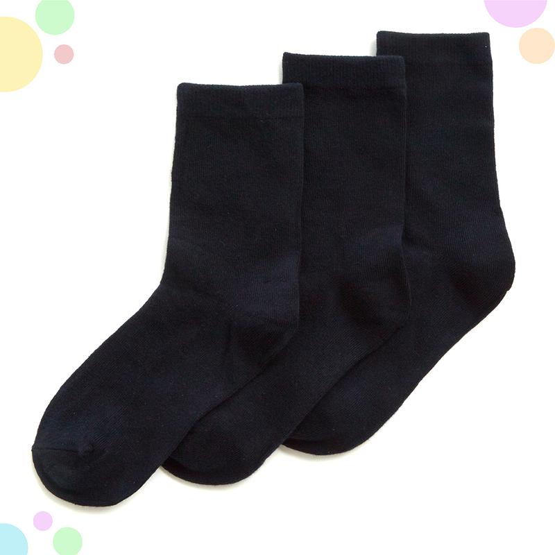 3 Pairs Kids Boys Girls Unisex Plain Cotton Rich School Sock Uniform Calf Socks Size UK from 6-8.5 up to 4-6.5 7