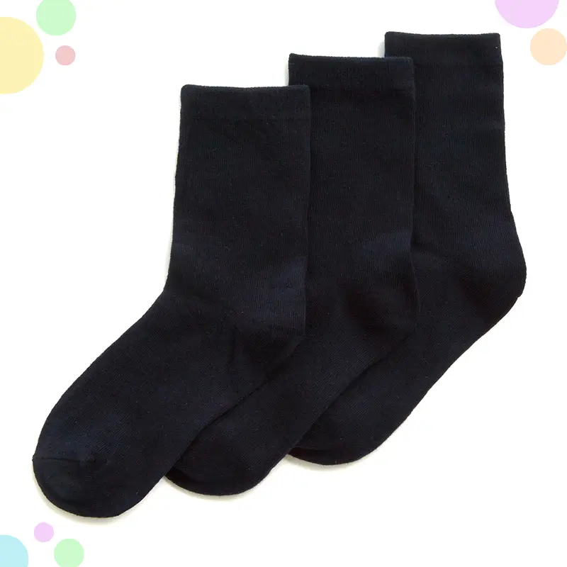 3 Pairs Kids Boys Girls Unisex Plain Cotton Rich School Sock Uniform Calf Socks Size UK from 6-8.5 up to 4-6.5 7