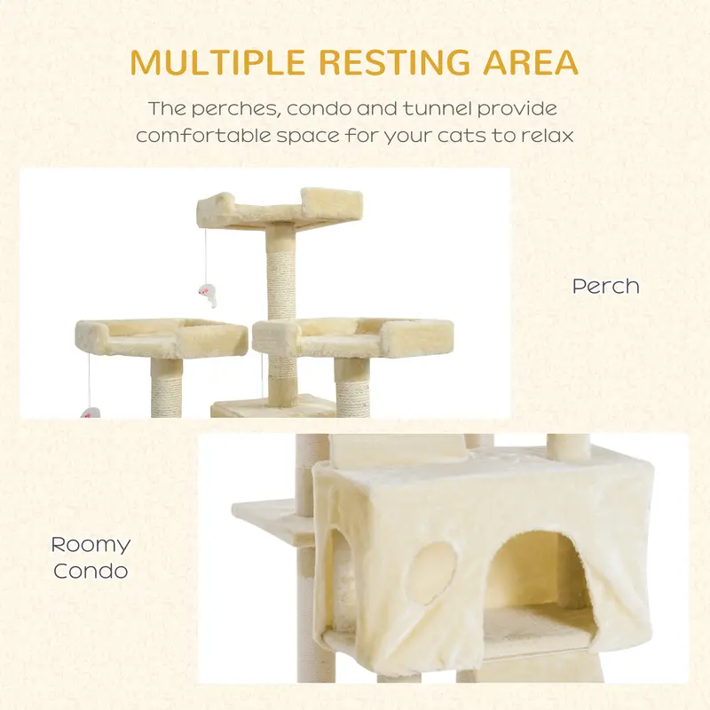 Cat Tree for Indoor Cats Play Tower Activity Center Kitten Scratch Post Climbing Tower 181 cm 5