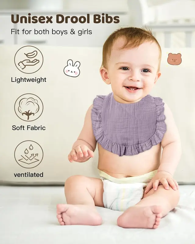 Baby Bandana Dribble Bibs Drool Bibs, 8pc Infant Teething Soft and Absorbent with Adjustable Snaps, Bib Set for Unisex Newborn Toddlers Aged 0-24 Months 4
